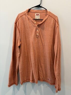 Levi's Men's Long Sleeve Henley - Burnt Orange